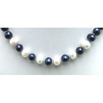 SALE 6-7mm Black Natural Freshwater Pearl with 6 pieces White PEARL 17 Necklace -5901 Wholesale/retail Free shipping