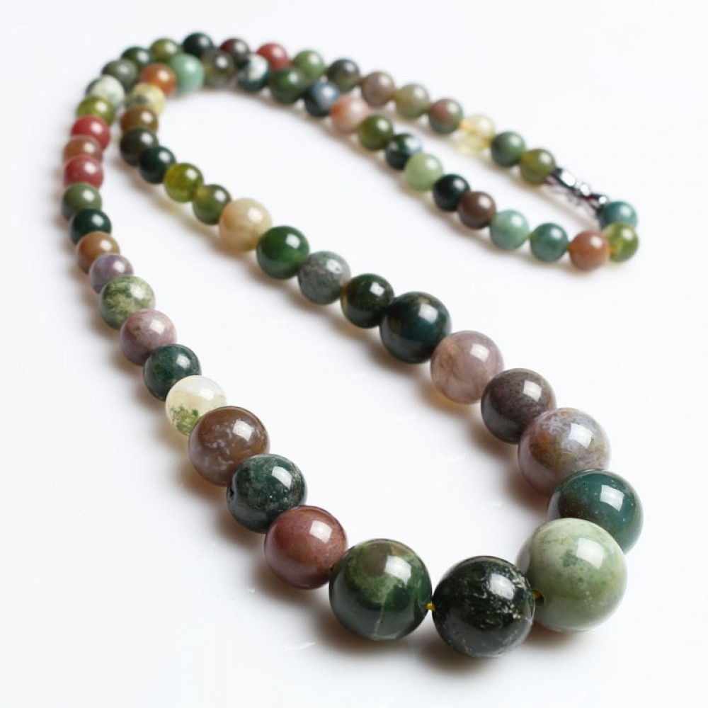 Indian onyx Nature Stone Necklace For Women 6/8/10/12/14mm Quartz Semi-precious Stone Beaded Necklace,Party Gift