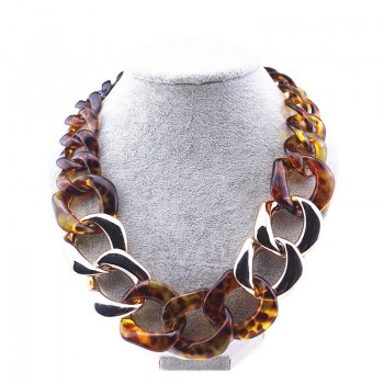 Ufavoirte Statement Necklace Chain Choker Resin Necklace Big Leopard Chain Necklace Fashion Exaggeration Jewelry Bar Women