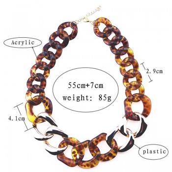 Ufavoirte Statement Necklace Chain Choker Resin Necklace Big Leopard Chain Necklace Fashion Exaggeration Jewelry Bar Women