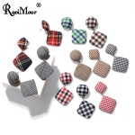 10 Style Fabric Grid Pattern ZA Drop Earrings for Women New Brand Cotton Geometric Round Square Statement Pendant Earing Jewelry