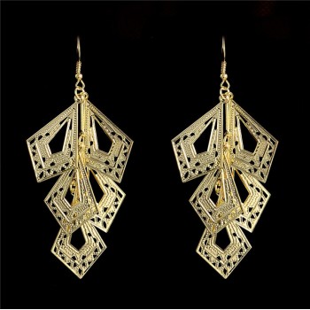 H:HYDE Charming design Bohemia Vintage Ethnic Gold Color Square pendant shape dangle earrings For Women wholesale 2 Colors