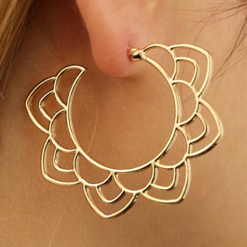 docona  Ethnic Tribal Gold Silver Floral Drop Earring for Women Hollow Flower Dangle Earring Boho Chic Round Earrings 5685