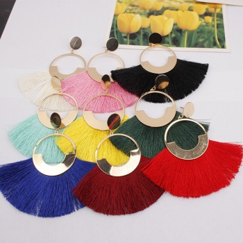 New Fashion Tassel Earrings For Women 2018 Boho Big Pompom Drop Fringed Earrings Black Red Wedding Jewelry Pendientes oorbellen