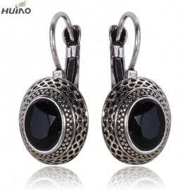 Hot Sale Classic Bronze Silver Geometric Rhinestone Small Earrings for Women exquisite Carving Gem Earring Pendant Brincos