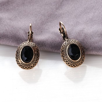 Hot Sale Classic Bronze Silver Geometric Rhinestone Small Earrings for Women exquisite Carving Gem Earring Pendant Brincos