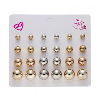 12 pairs/set Crystal Simulated Pearl Earrings Set Women Jewelry Piercing Ball Stud Earring kit Bijouteria brincos fashion