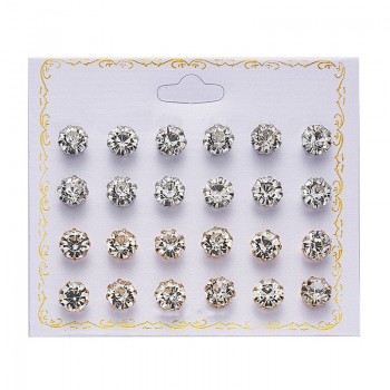 12 pairs/set Crystal Simulated Pearl Earrings Set Women Jewelry Piercing Ball Stud Earring kit Bijouteria brincos fashion