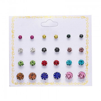 12 pairs/set Crystal Simulated Pearl Earrings Set Women Jewelry Piercing Ball Stud Earring kit Bijouteria brincos fashion