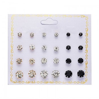 12 pairs/set Crystal Simulated Pearl Earrings Set Women Jewelry Piercing Ball Stud Earring kit Bijouteria brincos fashion