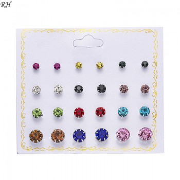 12 pairs/set Crystal Simulated Pearl Earrings Set Women Jewelry Piercing Ball Stud Earring kit Bijouteria brincos fashion
