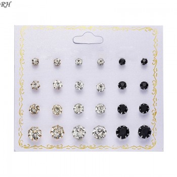 12 pairs/set Crystal Simulated Pearl Earrings Set Women Jewelry Piercing Ball Stud Earring kit Bijouteria brincos fashion