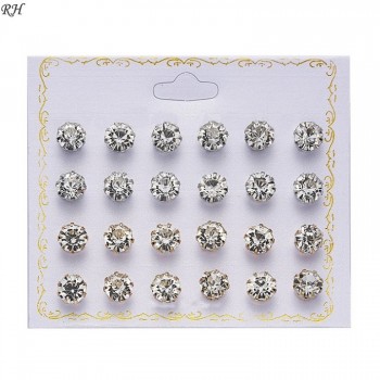 12 pairs/set Crystal Simulated Pearl Earrings Set Women Jewelry Piercing Ball Stud Earring kit Bijouteria brincos fashion