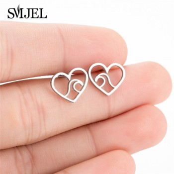 SMJEL Bts Korean Hand Earrings Women Jewelry Earings Stainless Steel Show your Love Heart Stud Earrings Girl boucle doreille