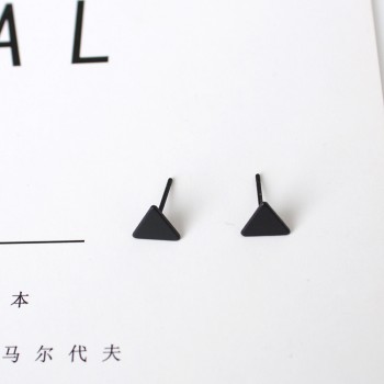 Mini Earrings Women Jewelry Wholesale Fashion New Gold / Silver / Black Mini Breath Wild Triangle Pattern Rotating Earrings