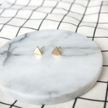 Mini Earrings Women Jewelry Wholesale Fashion New Gold / Silver / Black Mini Breath Wild Triangle Pattern Rotating Earrings