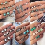 Vintage Geometric Stud Earrings Set For Women Girls 2018 Fashion Bead Stone Flower Small Earrings Boucle doreille Femme Gifts