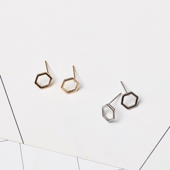 Simple Korean Creative Geometric Hexagon Stud Earrings for Women Small Ear Studs Earing Brincos Ear Jewelry Girls Gift RY37