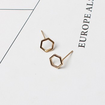 Simple Korean Creative Geometric Hexagon Stud Earrings for Women Small Ear Studs Earing Brincos Ear Jewelry Girls Gift RY37