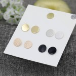 Fashion 4Pairs/Set Round Stud Earrings Set Accessories for Women Silver,Black.Rose Gold.Gold Color Mix Circle Studs Earring Sets