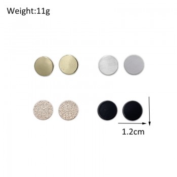 Fashion 4Pairs/Set Round Stud Earrings Set Accessories for Women Silver,Black.Rose Gold.Gold Color Mix Circle Studs Earring Sets
