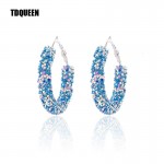 TDQUEEN Bohemian Hoop Earrings For Women Shiny Sequins Cute Colors Girl Jewelry Gift Silver Plated Big Circle Round Earrings