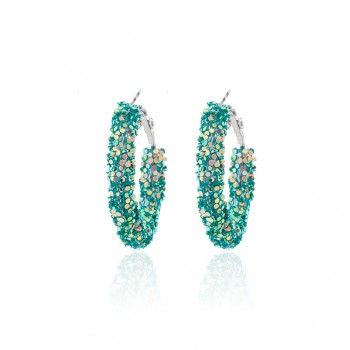 TDQUEEN Bohemian Hoop Earrings For Women Shiny Sequins Cute Colors Girl Jewelry Gift Silver Plated Big Circle Round Earrings