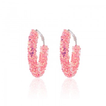 TDQUEEN Bohemian Hoop Earrings For Women Shiny Sequins Cute Colors Girl Jewelry Gift Silver Plated Big Circle Round Earrings