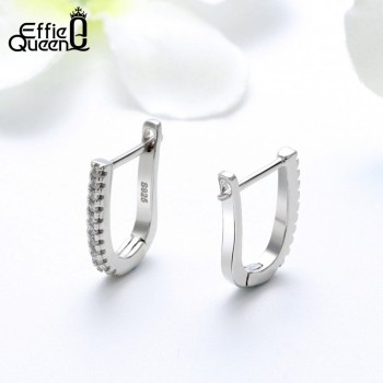 Effie Queen Real 925 Sterling Silver Hoop Earrings with Zircon 12mm Geometric Silver Earrings for Women Wholesale Jewelry BE118