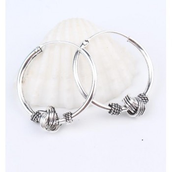 European Vintage Silver Color Endless Earrings Circle Handmade Middle Hoop Earring Bali Wrap For Women Fashion Jewelry
