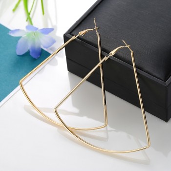 3 Sizes Hot Sale Smooth Triangle Hoop Earrings For Women Punk Fashion Tear Drop Jewelry Trendy Big Size Earring Party Gift