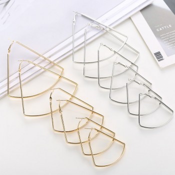 3 Sizes Hot Sale Smooth Triangle Hoop Earrings For Women Punk Fashion Tear Drop Jewelry Trendy Big Size Earring Party Gift