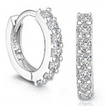 Dropshipping Sterling Crystal Row Luxury Silver Earrings For Women Earings Fashion Jewelry Female Brinco Earing oorbellen -Ff
