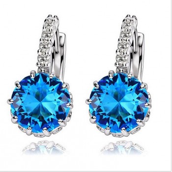 H:HYDE High Quality Silver Fine CZ Zircon Hoop Earrings For Women Fashion Wedding Jewelry Earring 9 Colors oorbellen