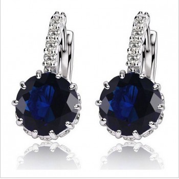 H:HYDE High Quality Silver Fine CZ Zircon Hoop Earrings For Women Fashion Wedding Jewelry Earring 9 Colors oorbellen