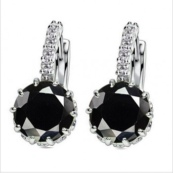 H:HYDE High Quality Silver Fine CZ Zircon Hoop Earrings For Women Fashion Wedding Jewelry Earring 9 Colors oorbellen