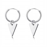 1pair Trendy Small Triangle Pendant Hoop Earrings Silver Color Geometry Endless Circle Earring For Women Chic Ear Jewelry E801-5