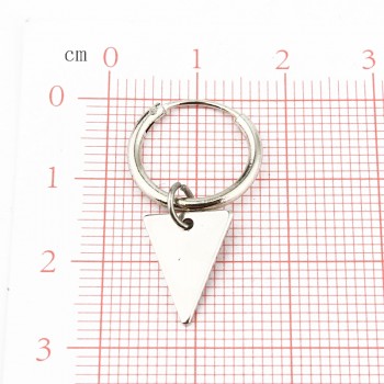 1pair Trendy Small Triangle Pendant Hoop Earrings Silver Color Geometry Endless Circle Earring For Women Chic Ear Jewelry E801-5