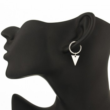 1pair Trendy Small Triangle Pendant Hoop Earrings Silver Color Geometry Endless Circle Earring For Women Chic Ear Jewelry E801-5