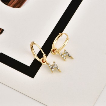 NEWBUY 2018 Hot Trendy Gold Color Lightning Hoop Earrings For Women Clear Cubic Zirconia Female Bohemian Jewelry 1 Pair Price