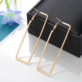 3 Sizes Hot Sale Gold Silver Big Hoop Earrings For Women Punk Fashion Smooth Rectangle Earring Party Gifts Jewelry Drop Shipping