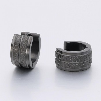 1 Pair 316L Stainless Steel Ear Piercing Jewelry Double Sand Hoop Huggies Earrings For Men Women