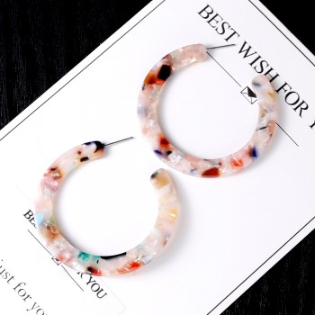 SOHOT Noble Glamour Cute Acrylic Hoop Earrings Classic Leopard Colorful  Acetic Acid  Statement Women Summer Party Major Brincos