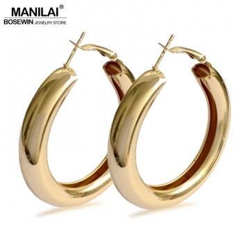 MANILAI 50mm Diameter Wide Alloy Punk Hoop Earrings Fashion Jewelry Statement Earrings For Women 2018 Brincos Wholesale Gift