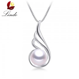 925 Sterling Silver Angel Wings Pendants For Women Fashion High Luster 100% Natural Freshwater Pearl Necklace Jewelry With Box