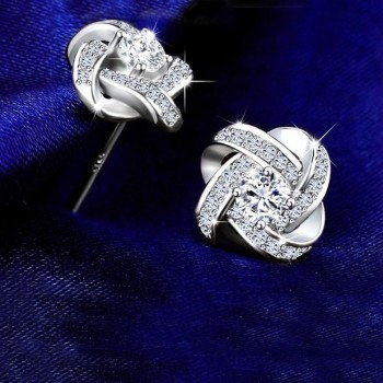 Jemmin Fine 925 Sterling Silver Rhinstone Crystal Wedding Stud Earrings For Women Party Earring Jewelry Gift