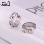 Effie Queen Stainless Steel Earring Shiny High Polished Crystal Hoop Earrings for Women Ladies Fashion Jewelry 3 Colors IE85
