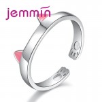 JEMMIN Colored Crystal Cute Cat Ears Simple 925 Sterling Silver Opening Adjustable Rings Girl Surprise Gift Support Wholesale