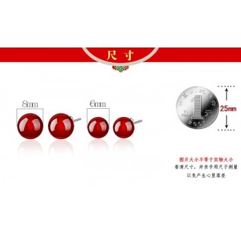 OMHXZJ WHOLESALE Fashion jewelry Red black blessing Good luck Vintage Agate REAL S 925 STERLING SILVER STUD EARRINGS YS83