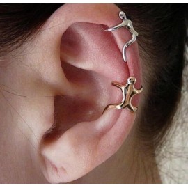 Promotion! Cute UK Hot Silver/ Gold Earrings Ear clip Climbing Man Naked Climber Ear Cuff Helix Ear clip Cartilage Earrings
